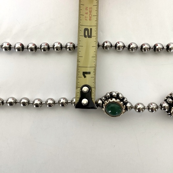 Gripoix Style Silver Tone Bead Ball Chain Multicolor 3 Ball Pendant 18" Necklace - Picture 14 of 16